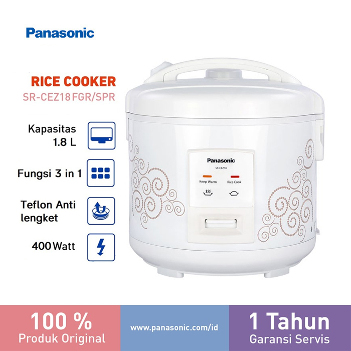 Panasonic Rice Cooker Anti Lengket 1.8 Liter - SRCEZ18SPR